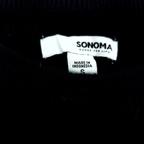 Sonoma Sweater Womens Small Black Long Sleeve Crew Neck Pullover Cable Knit NWT - Picture 3 of 9